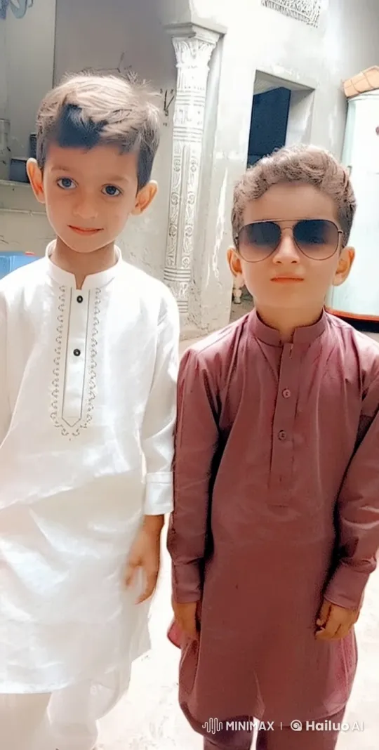 Boys Share Affectionate Kiss in Traditional Attire – AI Generated Video | Hailuo AI