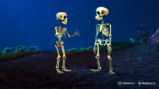 Skeletons Lack Courage to Fight – AI Generated Video | Hailuo AI