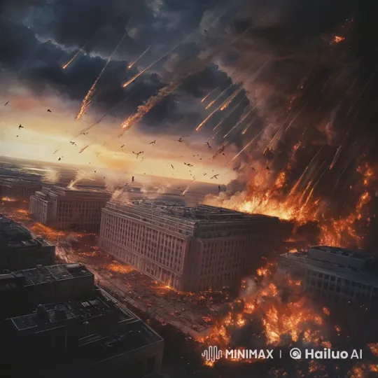 City Under Plasma Siege and Fiery Destruction – AI Generated Video | Hailuo AI