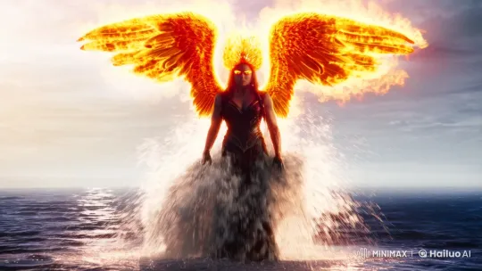 Angel Emerges from Ocean in Majestic, Fiery Splendor – AI Generated Video | Hailuo AI