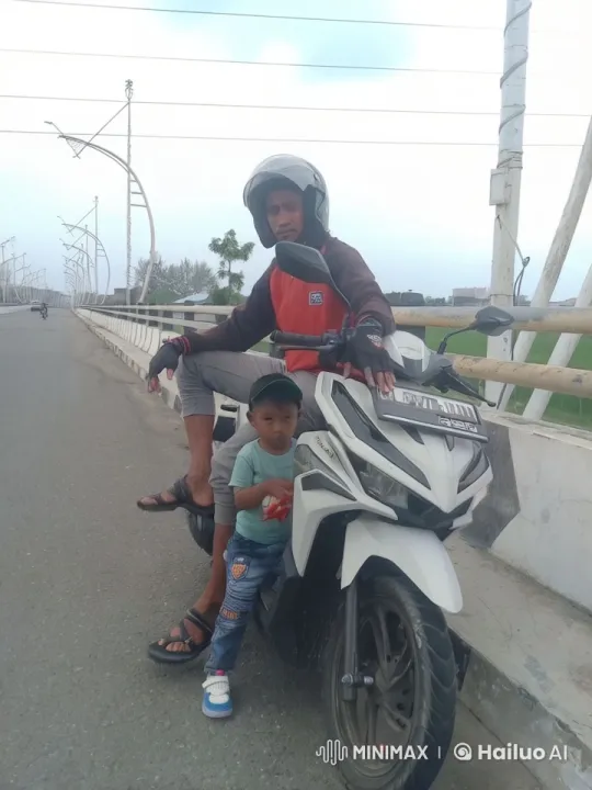 Motorcyclist and Child Practice Kung Fu by Bridge – AI Generated Video | Hailuo AI