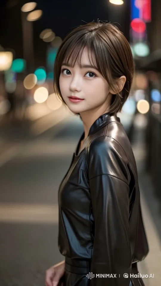 Live2D Animated Scene: Stylish Character in Lively Night Street – AI Generated Video | Hailuo AI
