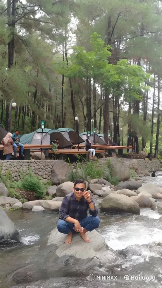 Man Embraced by Crocodile in Serene Stream Setting – AI Generated Video | Hailuo AI