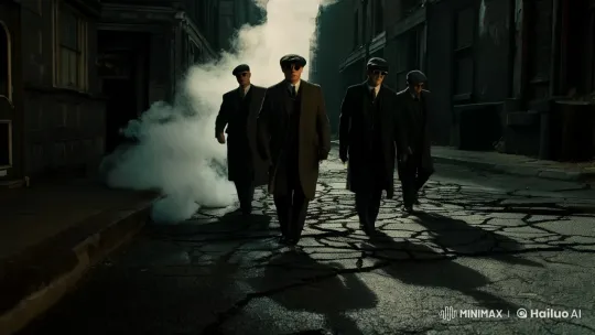 Peaky Blinders-Style Men in Desolate City Street – AI Generated Video | Hailuo AI