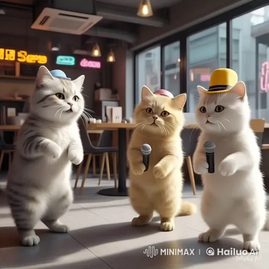 Cats Dance Joyfully in Cozy Cafe with Live2D Animation – AI Generated Video | Hailuo AI