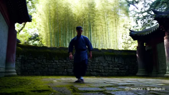 Warrior's Grace: Ancient Courtyard Martial Arts Display – AI Generated Video | Hailuo AI
