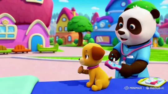 Doctor Panda Checks Puppy's Temperature in Animated Short – AI Generated Video | Hailuo AI