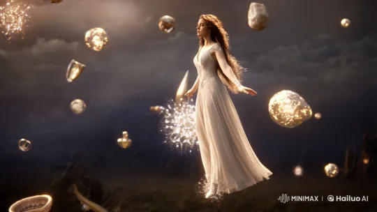 Sorceress Floats Gracefully in Mystical Zero Gravity Scene – AI Generated Video | Hailuo AI