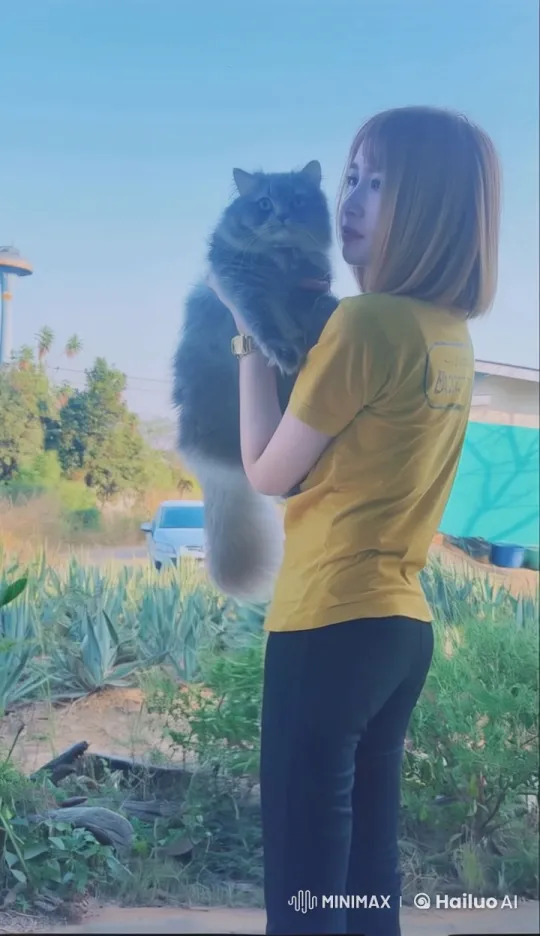 Kung Fu Woman with Cat in Live2D Garden Scene – AI Generated Video | Hailuo AI