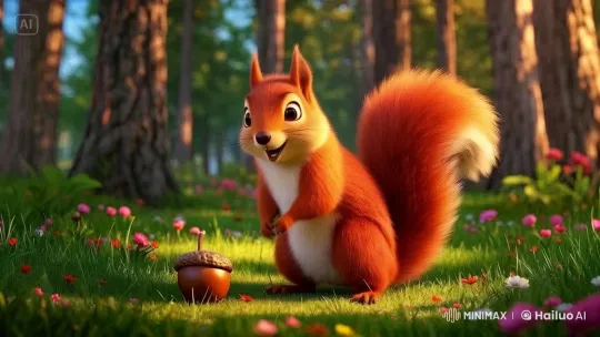 Curious Kiki the Squirrel Discovers a Golden Acorn – AI Generated Video | Hailuo AI