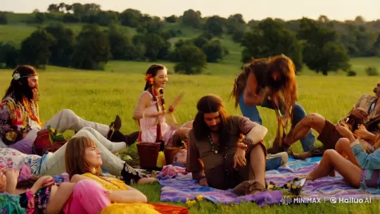Pastoral Hippie Gathering with Nostalgic Vibes – AI Generated Video | Hailuo AI