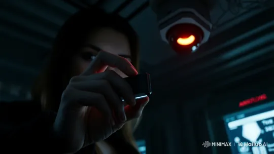 Woman Inserting Antidote Drive Into High-Tech Console – AI Generated Video | Hailuo AI