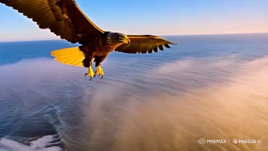 Eagle Soars Gracefully Above the Vast Sea – AI Generated Video | Hailuo AI