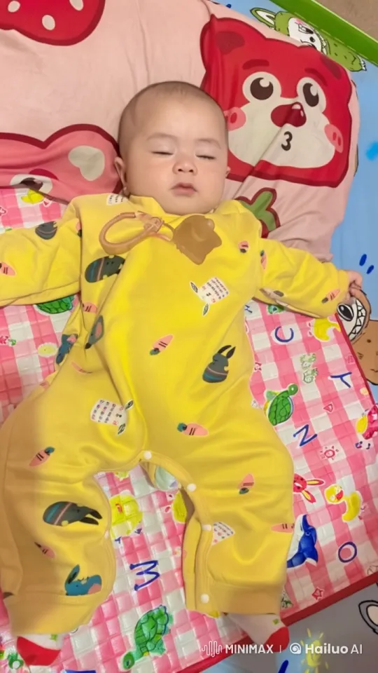 Baby in Onesie Mimics Kung Fu on Play Mat – AI Generated Video | Hailuo AI