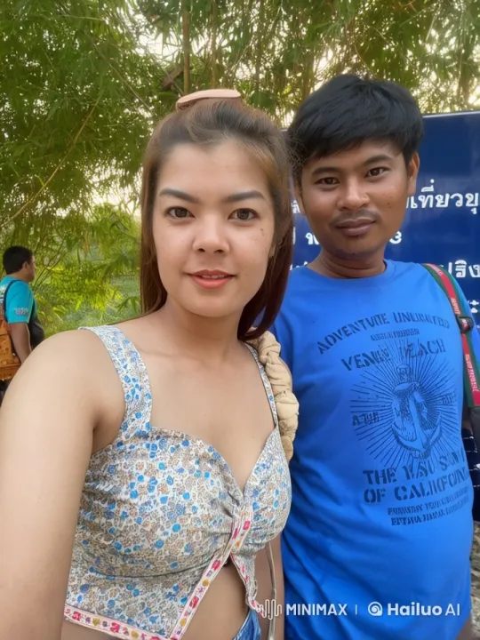 Couple Poses for Photo in Lush Bamboo Setting – AI Generated Video | Hailuo AI