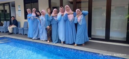 Synchronized Kungfu Performance by Women in Blue by Pool – AI Generated Video | Hailuo AI