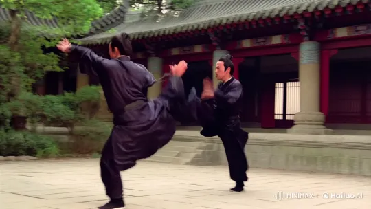 Aesthetic Kung Fu Fight in Serene Courtyard – AI Generated Video | Hailuo AI
