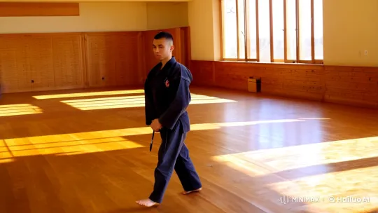 Dynamic Camera Captures Karate Training in Dojo – AI Generated Video | Hailuo AI