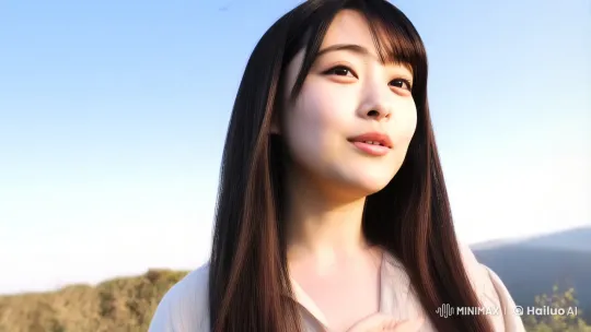 Young Woman in Tranquil Outdoor Setting Discussing Thoughtfully – AI Generated Video | Hailuo AI
