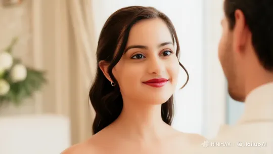 Young Woman Shares Tender Kiss in Romantic Scene – AI Generated Video | Hailuo AI
