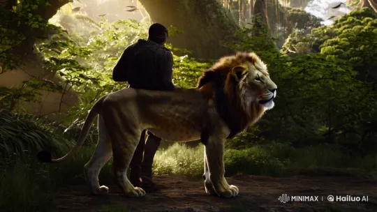 Lion and Man: A Majestic Hunt in the Jungle – AI Generated Video | Hailuo AI