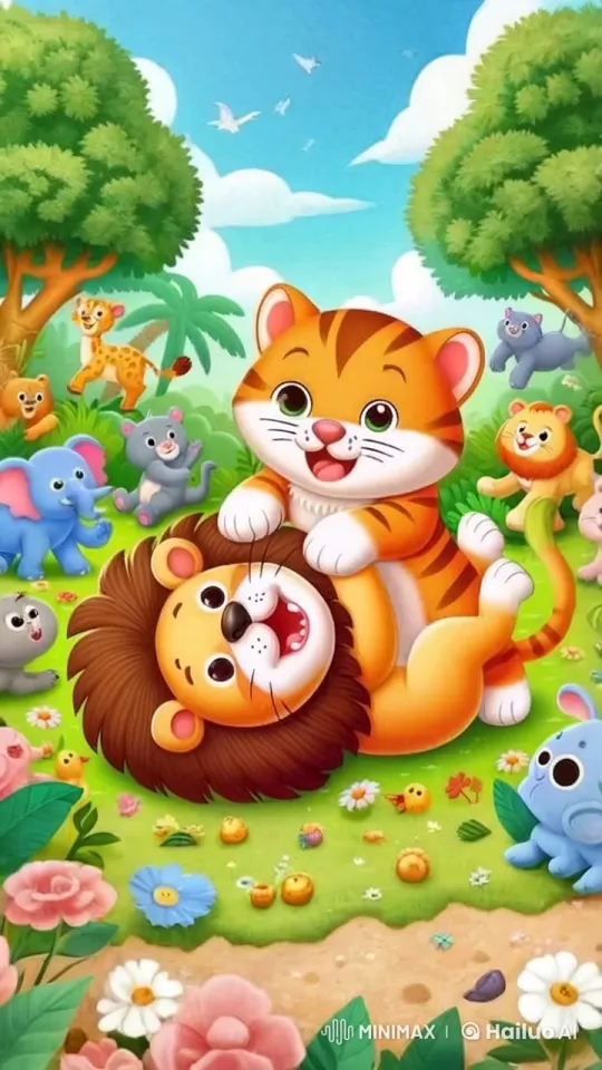 Animals Play in a Lush Forest Wonderland – AI Generated Video | Hailuo AI