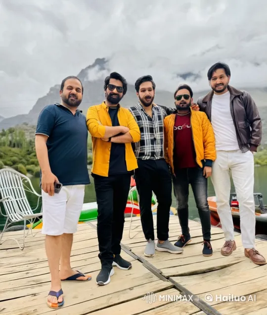 Friends Enjoy Playful Fight on Lake Deck – AI Generated Video | Hailuo AI