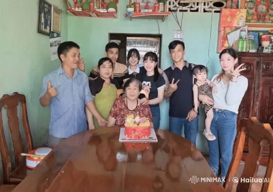 Family Celebrates Elderly Woman's Birthday – AI Generated Video | Hailuo AI