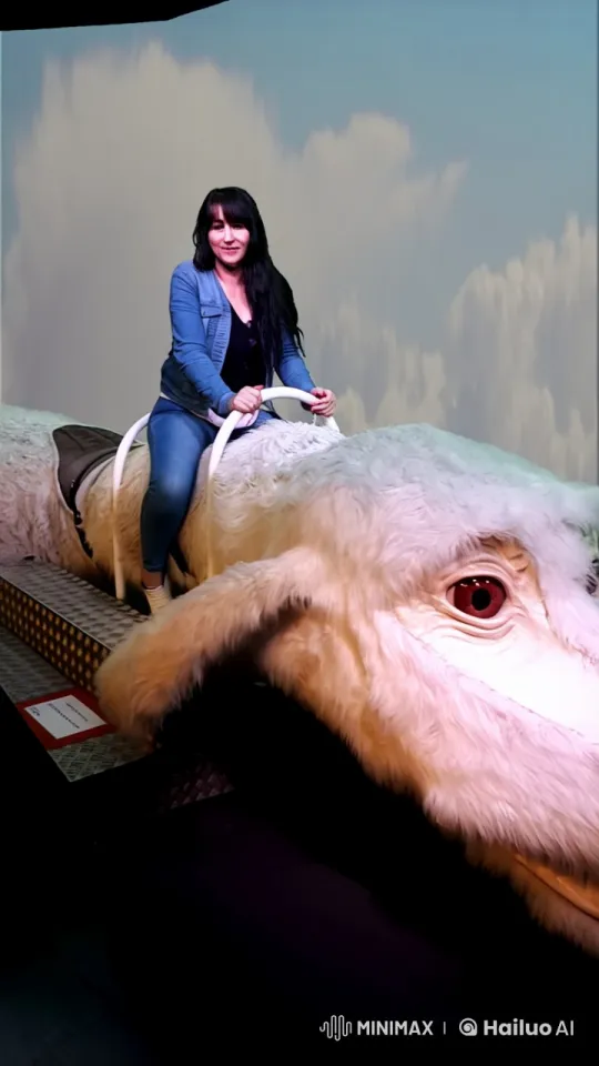 Fantasy Adventure: Woman Rides Dragon in Cloudy Sky – AI Generated Video | Hailuo AI