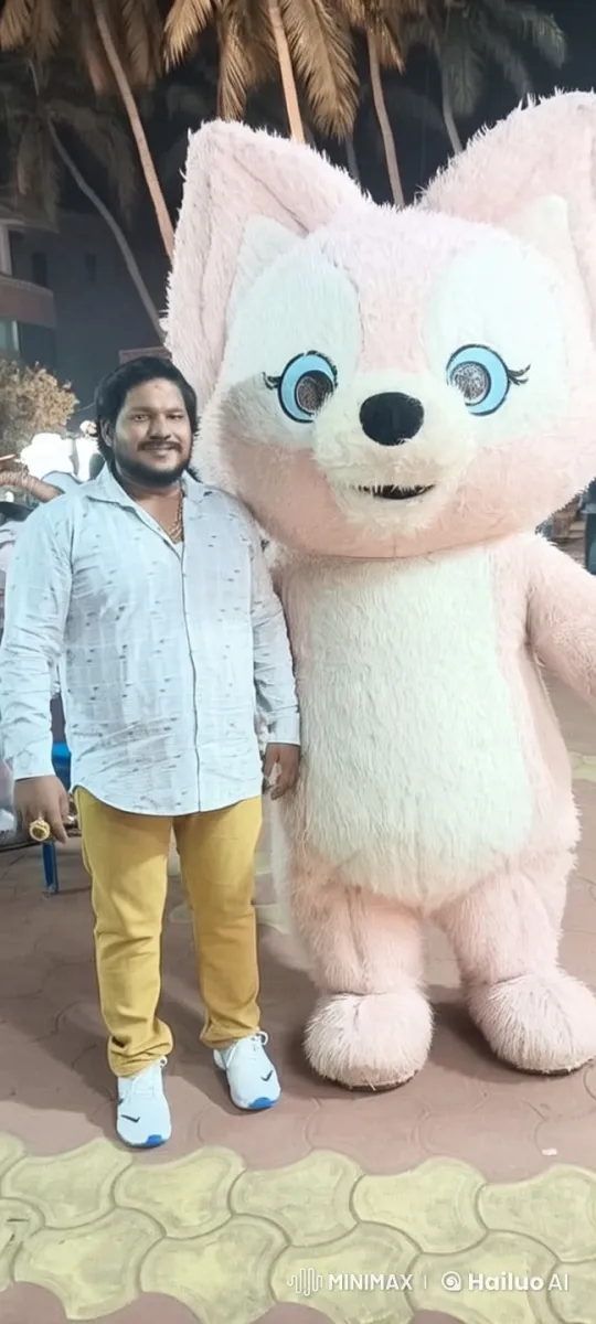 Costumed Character and Man Share Joyful Hug in Live2D Animation – AI Generated Video | Hailuo AI