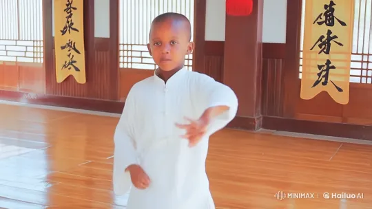 Young Kung Fu Practitioner in Traditional Dojo – AI Generated Video | Hailuo AI