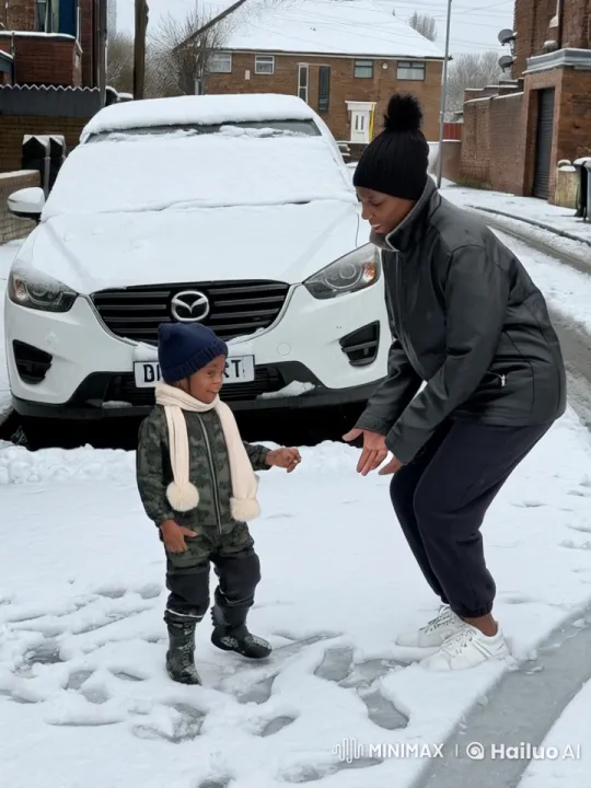 Parent and Child Enjoy Winter Fun and Dance in Snow – AI Generated Video | Hailuo AI