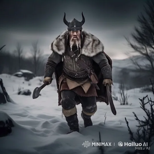 Viking Warrior Marches Through Snowy Landscape – AI Generated Video | Hailuo AI