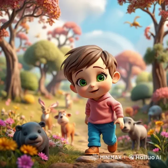 Baby Boy in Enchanted Forest with Animals - Live2D Animation – AI Generated Video | Hailuo AI