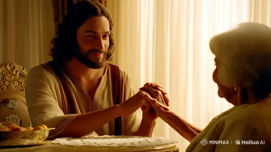 Jesus and Grandmother: A Moment of Tenderness – AI Generated Video | Hailuo AI