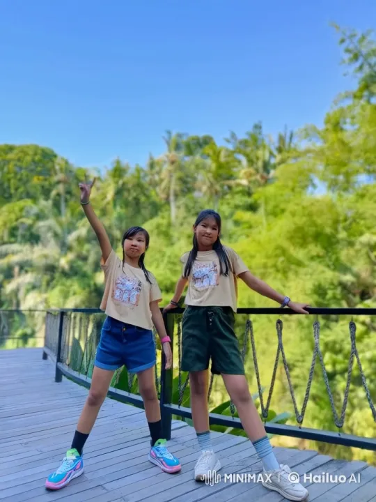 Young Girls Perform Kungfu on Bridge Amidst Scenic Nature – AI Generated Video | Hailuo AI