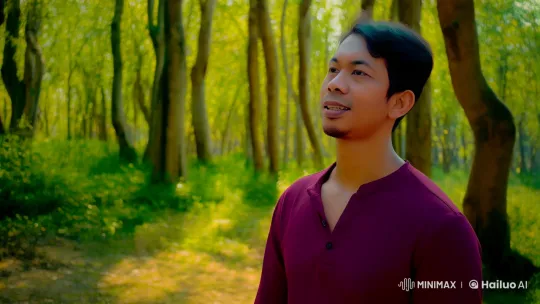 Man in Forest Reflects Amidst Nature's Beauty – AI Generated Video | Hailuo AI