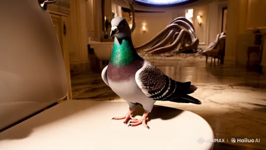 Feathered Warrior Battles Tentacled Aliens Amidst Pigeon Diarrhea Chaos – AI Generated Video | Hailuo AI