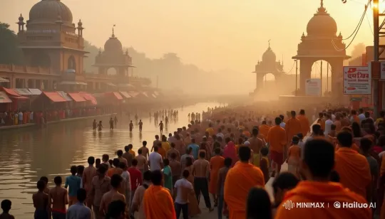 Vibrant Live2D Animation of Maha Kumbh Mela in Prayagraj – AI Generated Video | Hailuo AI