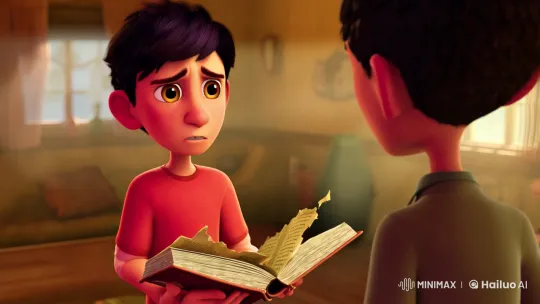 Boys in Conflict Over a Torn Book – AI Generated Video | Hailuo AI