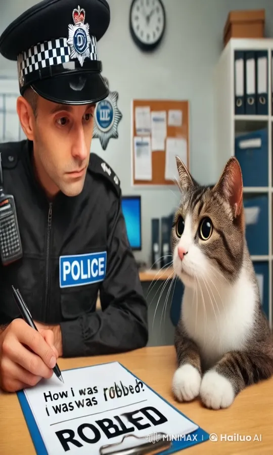 Cat Reports Robbery to Urgent Police Response – AI Generated Video | Hailuo AI