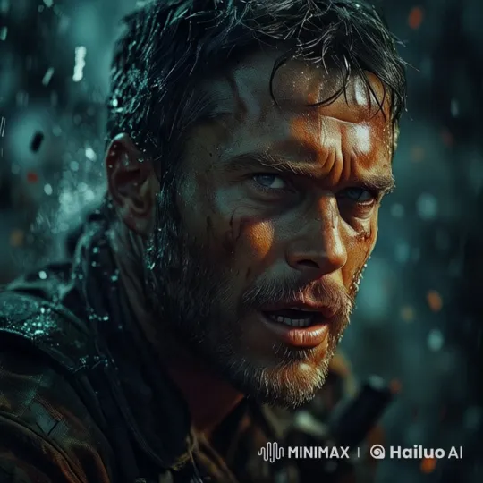 Wet Soldier in Intense Rainy Conflict Scene – AI Generated Video | Hailuo AI
