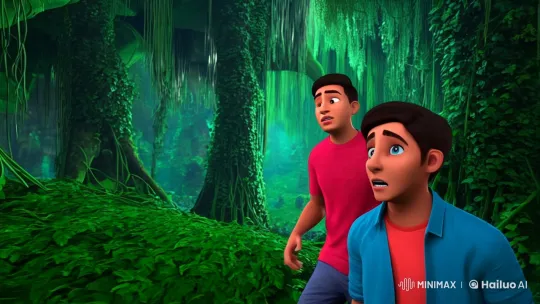 Friends Debate Adventure in Mysterious Jungle – AI Generated Video | Hailuo AI