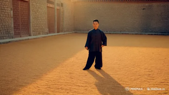 Aesthetic Kungfu Master in Serene Courtyard – AI Generated Video | Hailuo AI