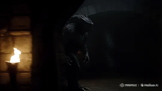 Dungeon Monster Tracking Shot with Intense Zoom – AI Generated Video | Hailuo AI