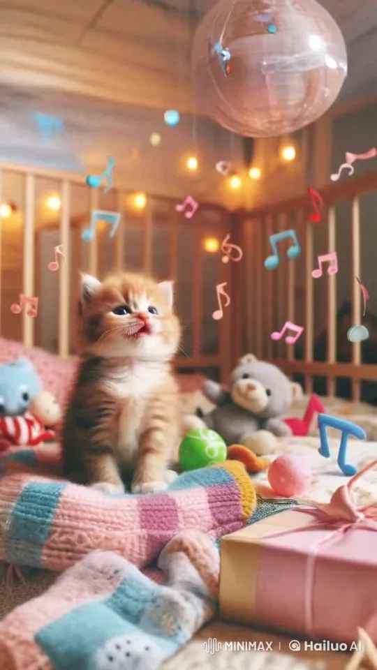 Orange Kitten Sings Lullaby in Whimsical Nursery – AI Generated Video | Hailuo AI