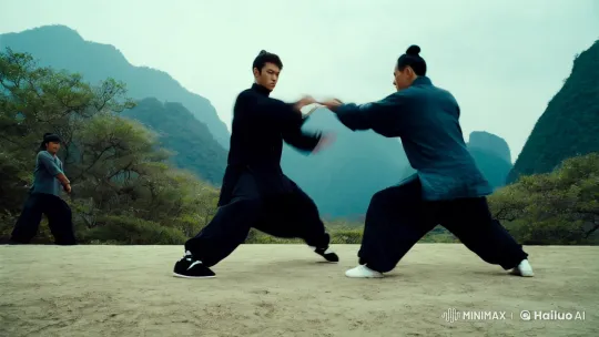 Kung Fu Master's Graceful Combat in Majestic Setting – AI Generated Video | Hailuo AI
