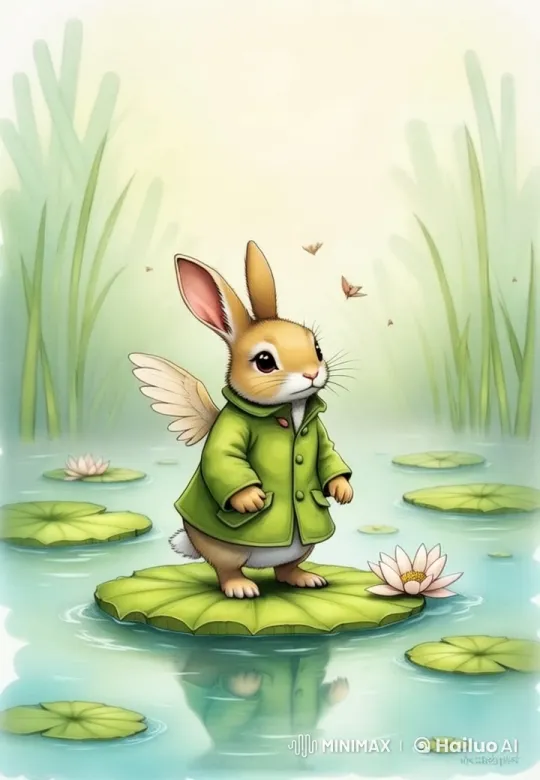 Enchanted Winged Rabbit Hops Through Misty Pond – AI Generated Video | Hailuo AI