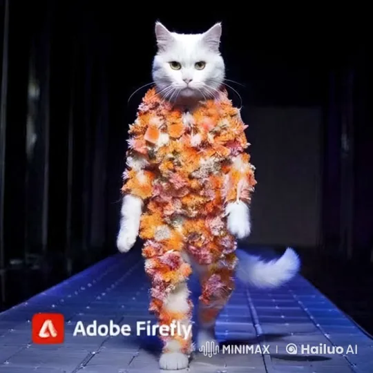 Cat in Floral Suit Struts Fashion Runway – AI Generated Video | Hailuo AI