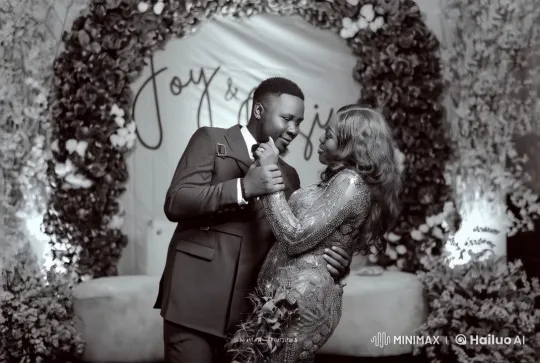 Elegant Couple in Romantic Embrace at Floral Arch – AI Generated Video | Hailuo AI